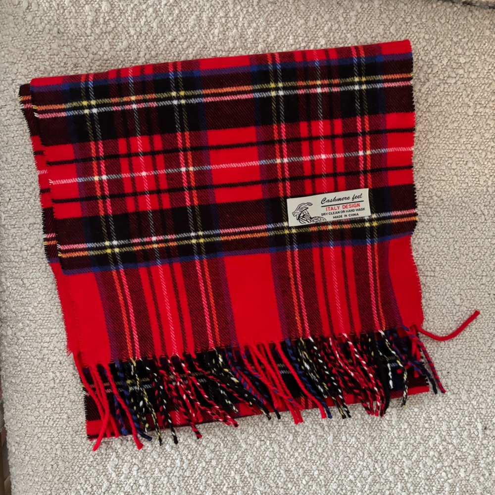 Red Plaid Cashmere Feel Italy Scarf